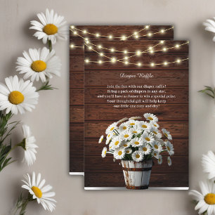 Carte D'accompagnement Fête de bébé seau rustique avec daisies en fleurs