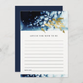 CARTE D'ACCOMPAGNEMENT FETE DE BÉBÉ SOUS-MARIN NAVY OR (Devant / Derrière)