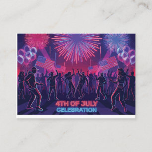 Carte D'accompagnement Fête de danse du 4 juillet Neon