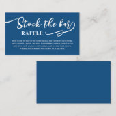 Carte D'accompagnement Fête de mariage Blue Script Stock the bar (Devant / Derrière)