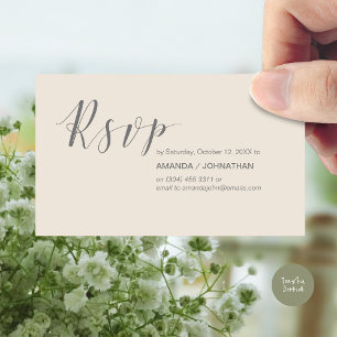 Carte D'accompagnement Fête de mariage moderne RSVP, en Crème gris foncé