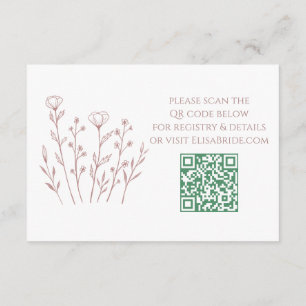 Carte D'accompagnement Fête de Mariée aux Fleurs Sauvages Délicatement Di