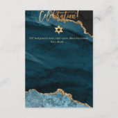 Carte D'accompagnement ✡ fête de Mitzvah ! Aquarelle Agate bleu Turquoise (Dos)