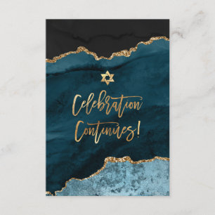 Carte D'accompagnement ✡ fête de Mitzvah ! Aquarelle Agate bleu Turquoise