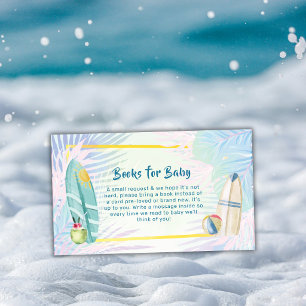 Carte D'accompagnement Fête de naissance bébé Planche de Surf Pastel