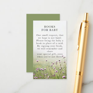 Carte D'accompagnement Fête de naissance champ de fleurs sauvages vert sa
