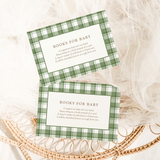 Carte D'accompagnement Fête de naissance classique vert gingham neutre