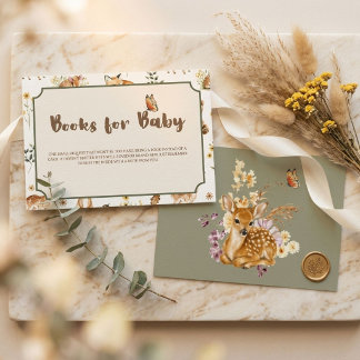 Carte D'accompagnement Fête de naissance cottagecore en forêt