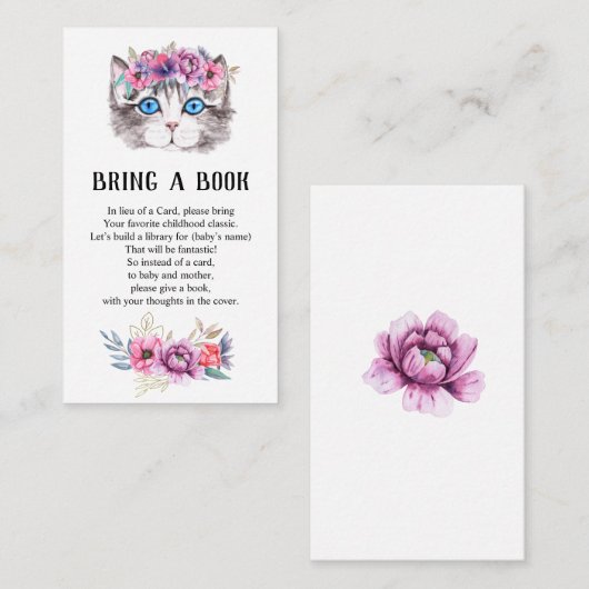 Carte D'accompagnement Fête de Naissance de Chat Chaton Bébé Apportez un (Devant / Derrière)