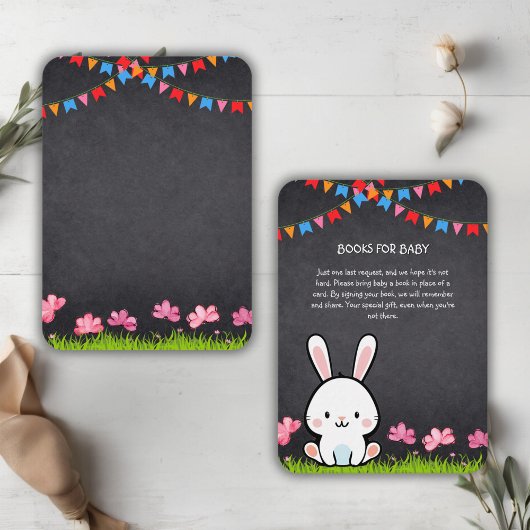 Carte D'accompagnement Fête de Naissance Lapin Tableau Blanc Mignon
