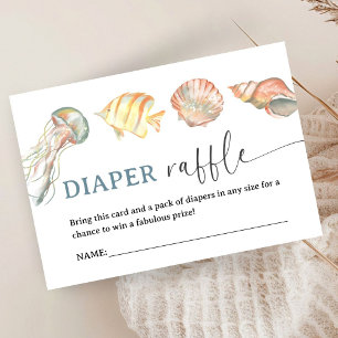 Carte D'accompagnement Fête de Naissance Océan Sous La Mer Tirage au Sort