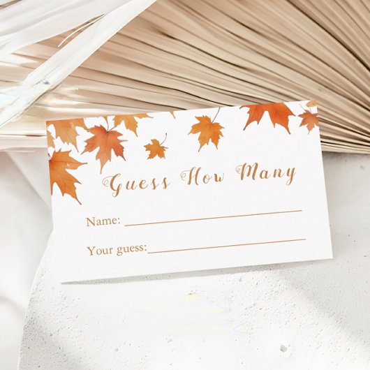 Carte D'accompagnement Fête des mariées Automne Devinez Combien