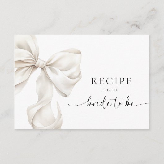 Carte D'accompagnement Fête des mariées Bow blanche - Recette Enclôture (Devant)