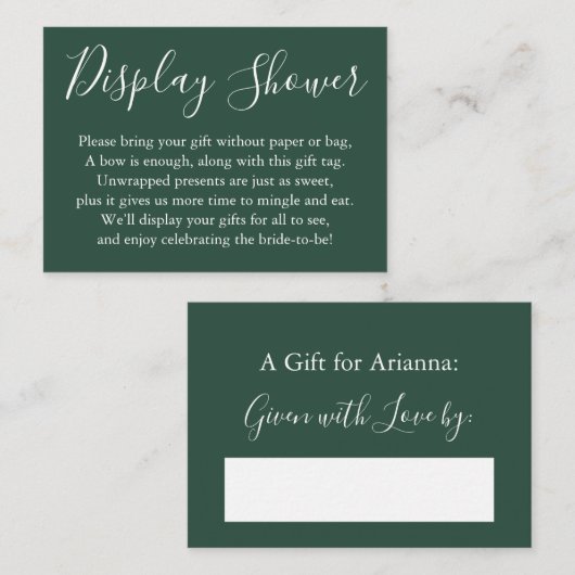 Carte D'accompagnement Fête des mariées d'affichage simple vert foncé (Devant / Derrière)