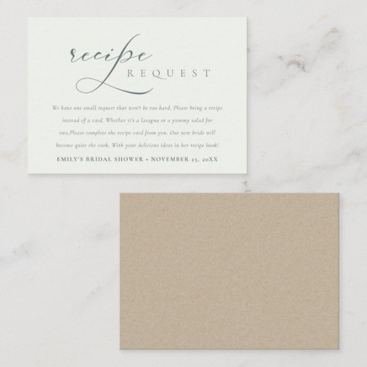 Carte D'accompagnement Fête des mariées de demande de recette noire noire (Devant / Derrière)