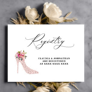 Carte D'accompagnement Fête des mariées de registre à talons hauts florau