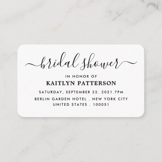 Carte D'accompagnement Fête des mariées de script simple moderne Invitati (Devant)