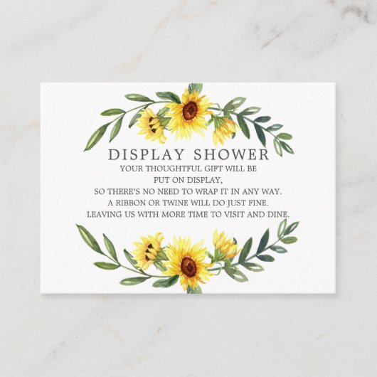 Carte D'accompagnement Fête des mariées de tournesol jaune avec douche (Devant)