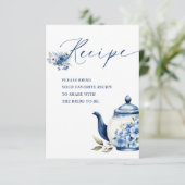 Carte D'accompagnement Fête des mariées Floral Blue Tea Party Recette (Debout devant)
