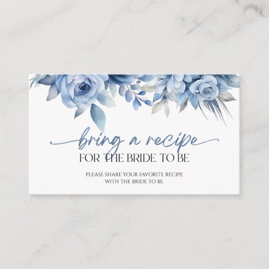 Carte D'accompagnement Fête des mariées Florale Bleue Dusty Apportez Une (Devant)