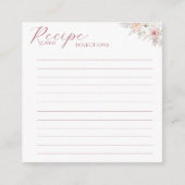 Carte D'accompagnement Fête des mariées florale Dusty Rose Recette Insert (Devant)