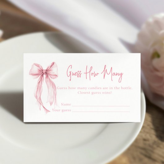 Carte D'accompagnement Fête des mariées Pink Bow Devine Combien De Jeu