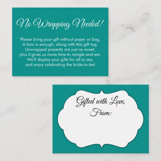 Carte D'accompagnement Fête des mariées simple Jade "Pas d'enrobage néces (Devant / Derrière)