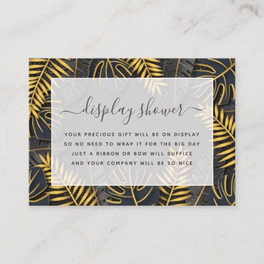 Carte D'accompagnement Fête des mariées tropicale noire et or (Devant)