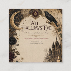 Carte D'accompagnement Fête d'Halloween pour adultes Corbeau, Clé Antique