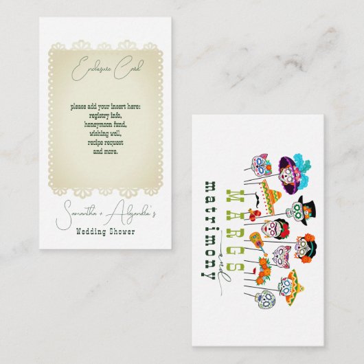 Carte D'accompagnement Fête Mexicaine Margs et Mariage pour les Futurs Ma (Devant / Derrière)