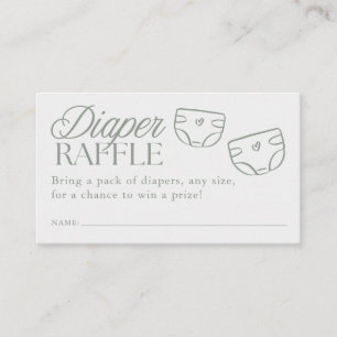 Carte D'accompagnement Fête minimale de bébé vert sauge Tirelire couche