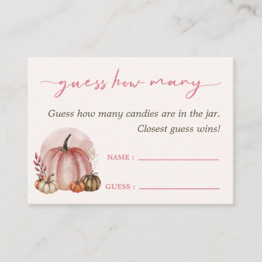 Carte D'accompagnement Fête Prénatale de la Petite Citrouille Devinez Com (Devant)