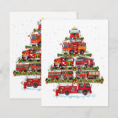 Carte D'accompagnement Feu de camion feux Pompier Camion d'incendie Noël (Devant / Derrière)