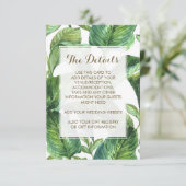 Carte D'accompagnement feuillage botanique palm feuille fiche mariage (Debout devant)