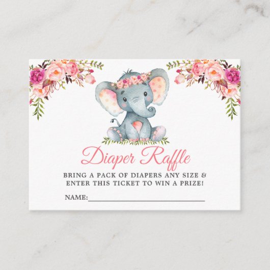 Carte D'accompagnement Feuillage de Baby shower rose éléphant (Devant)