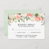 Carte D'accompagnement Feuillage de corail pêche été printemps floral RSV (Devant / Derrière)