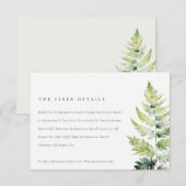 Carte D'accompagnement Feuillage de fougère vert vibrant pour mariage (Devant / Derrière)