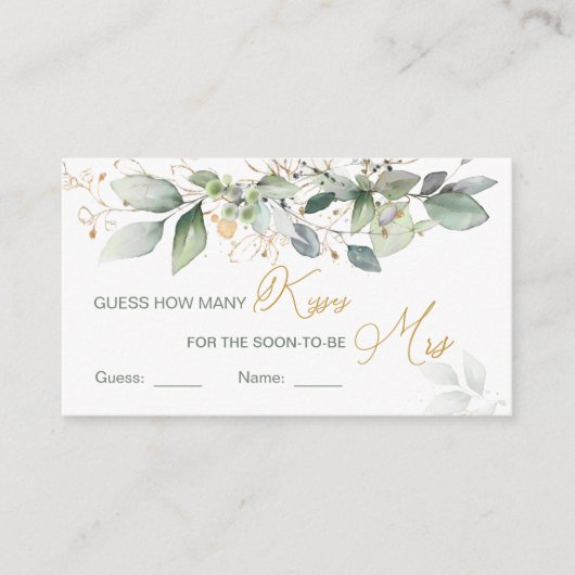 Carte D'accompagnement Feuillage verdoyant Devinez combien de baisers jeu (Devant)