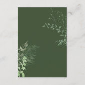Carte D'accompagnement Feuillage vert d'émeraude vert de fougère rustique (Dos)