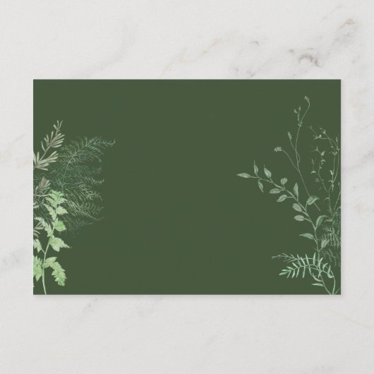 Carte D'accompagnement Feuillage vert rustique avec détails vert émeraude (Dos)