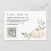 Carte D'accompagnement Feuille blanc Citrouille QR Code RSVP Mariage (Devant)