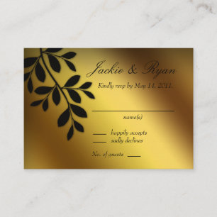 Carte D'accompagnement Feuille d'or de carte- de réponse de mariage