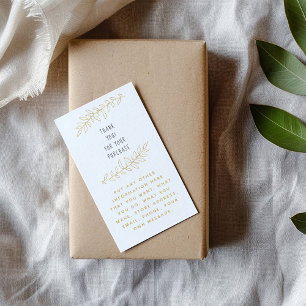 Carte D'accompagnement Feuille d'or merci