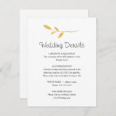 Carte D'accompagnement Feuille d'or simple. Beautiful Mariage Détails Inf (Devant / Derrière)