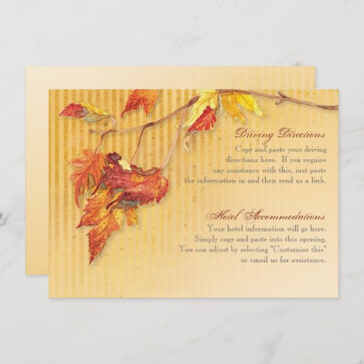 Carte D'accompagnement Feuille en chute - Automne Automne Chauffage Info  (Devant / Derrière)