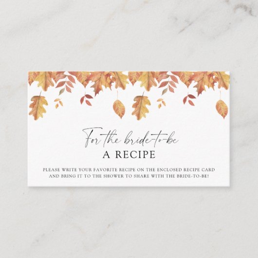 Carte D'accompagnement Feuille en chute - Recette pour que la mariée soit (Devant)