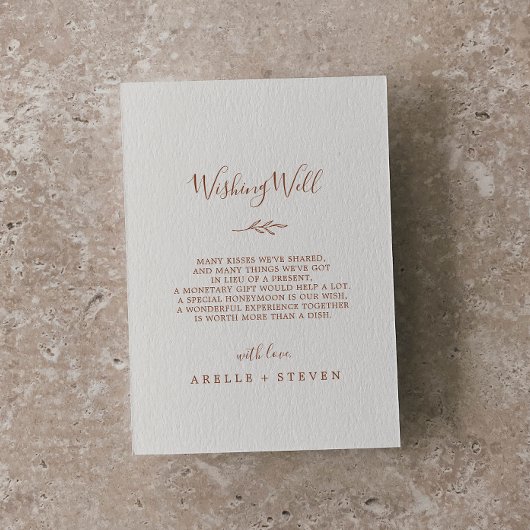 Carte D'accompagnement Feuille minimale | Boho Cream Mariage Wishing well