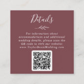 Carte D'accompagnement Feuille minimale | Burgundy QR Code Détails du Mar (Devant)