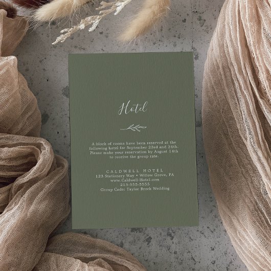 Carte D'accompagnement Feuille minimale | Dark Green Hotel