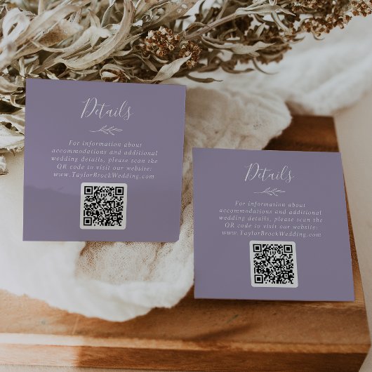 Carte D'accompagnement Feuille minimale | Détails du Mariage de code QR L